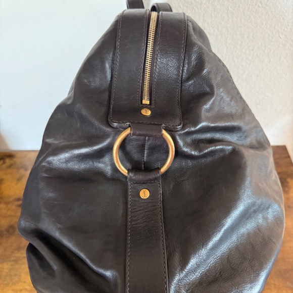 Yves Saint Laurent Men’s Muse Chocolate Leather Large Duffle/Carry On Bag - Picture 5 of 16